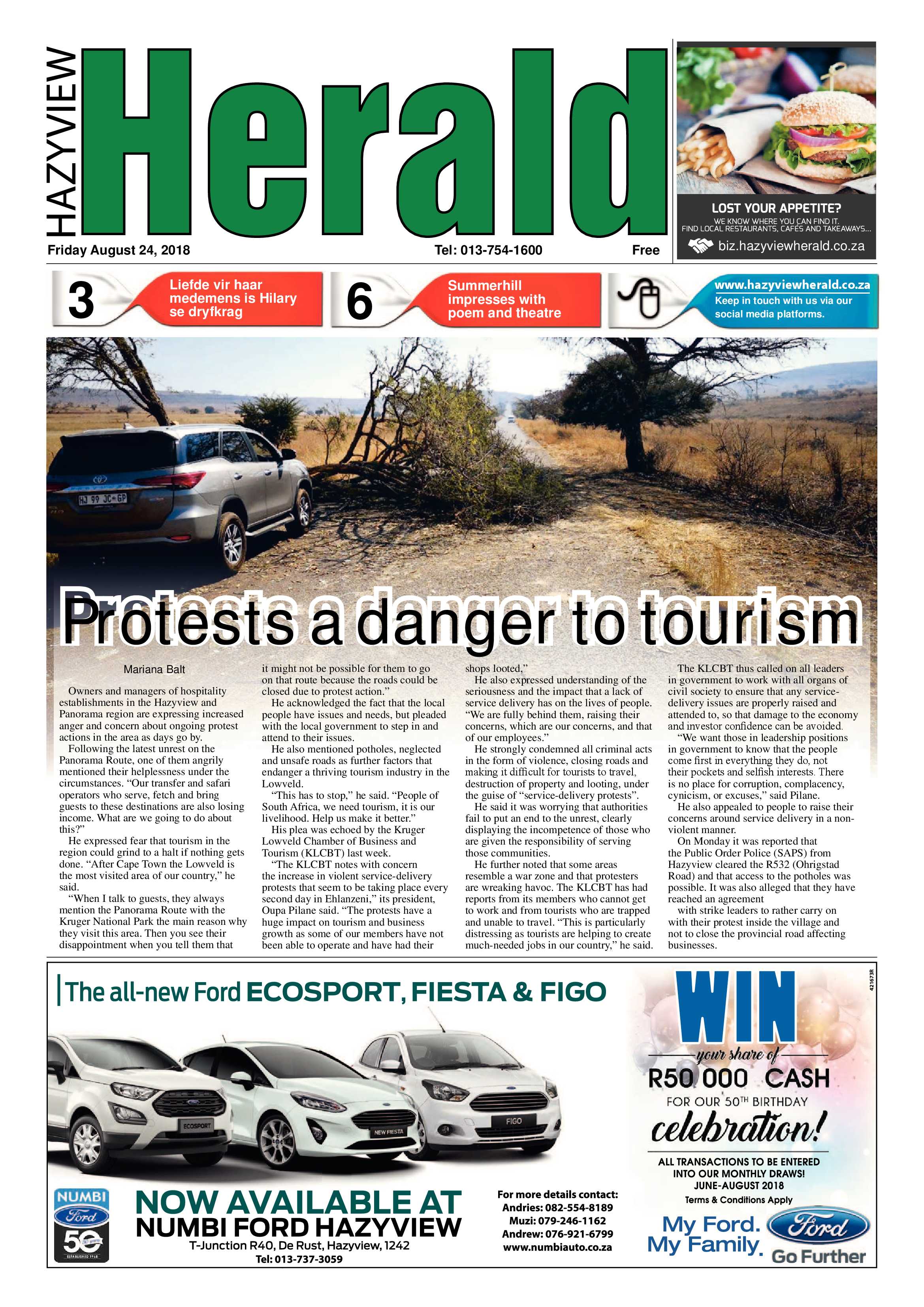 Hazyview Herald 24 August 2018 page 1