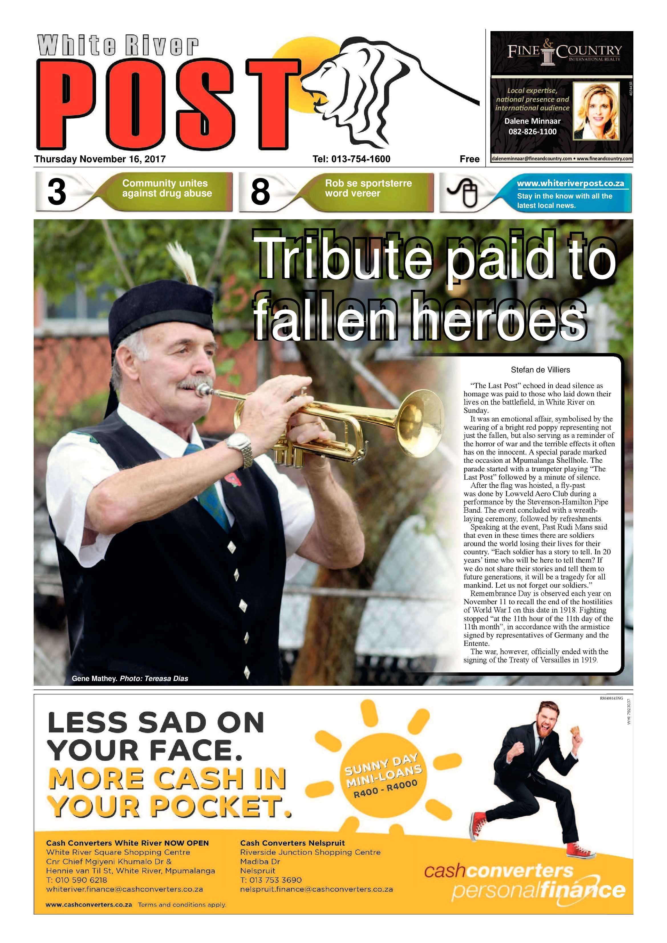 White River Post 16 November 2017 page 1