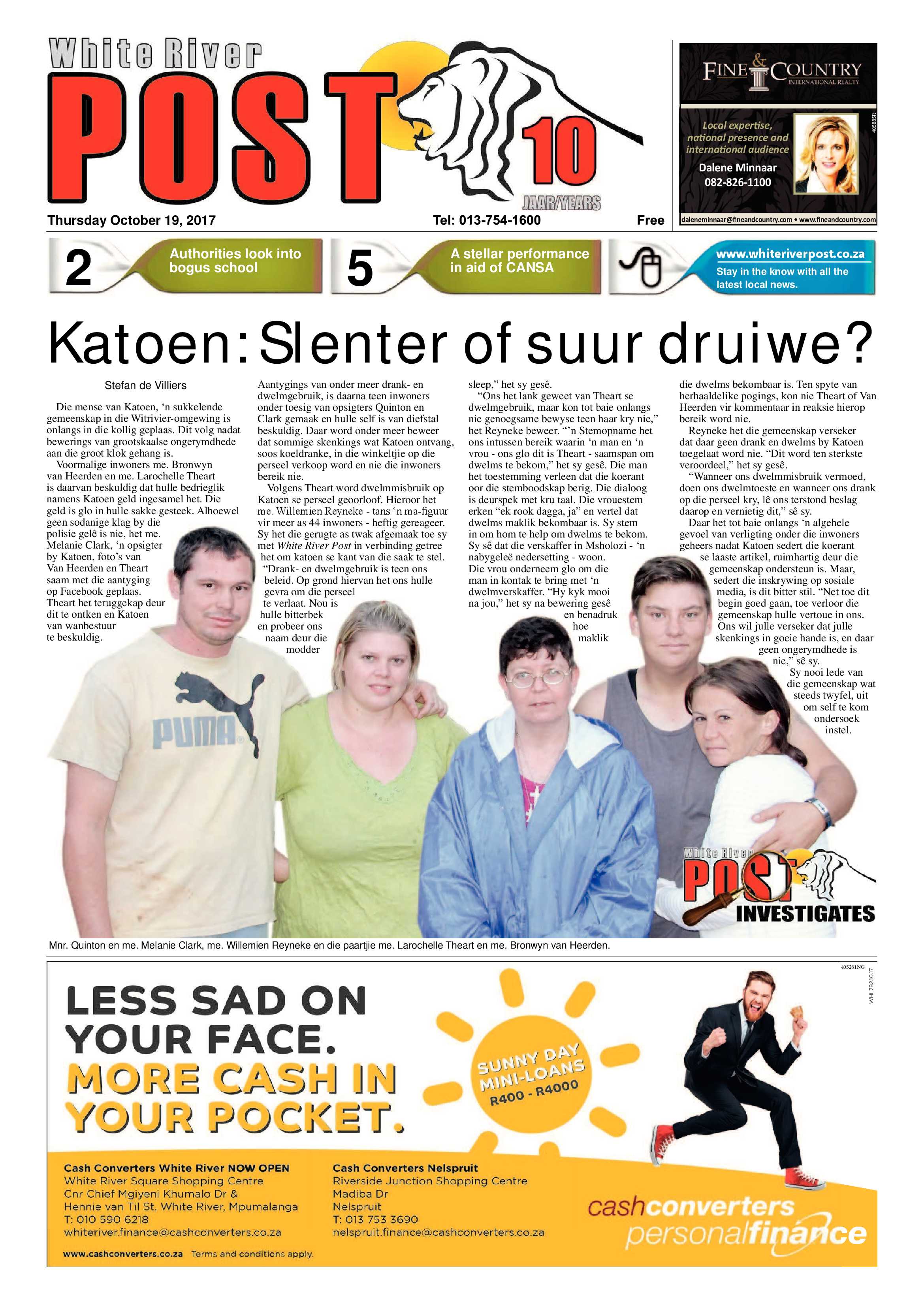 White River Post 19 October 2017 page 1