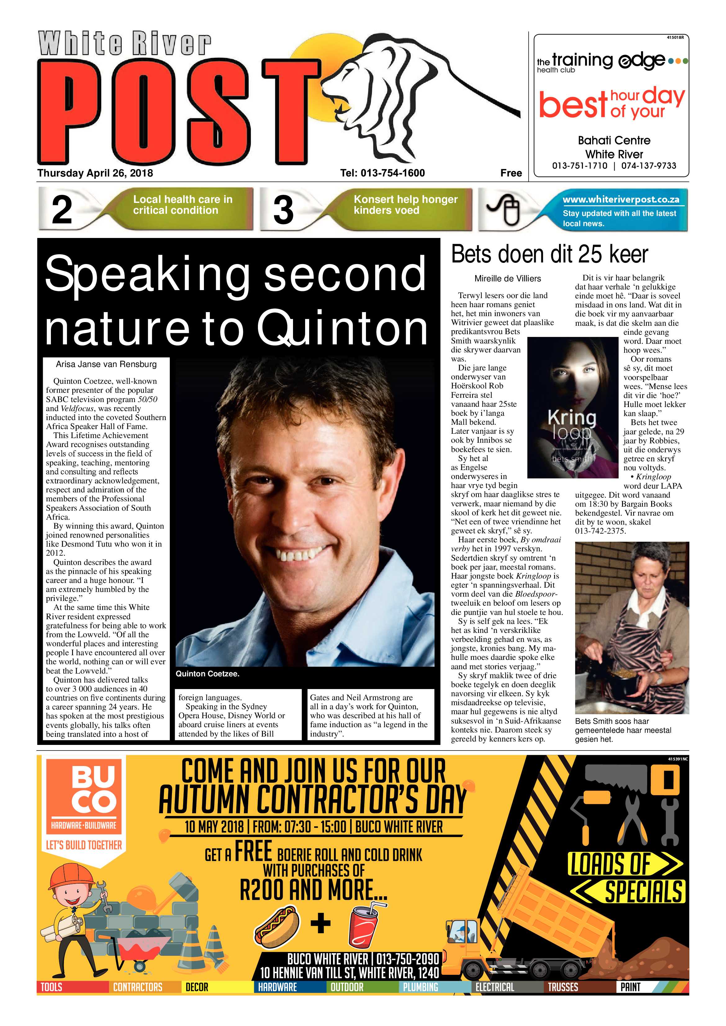 White River Post 26 April 2018 page 1