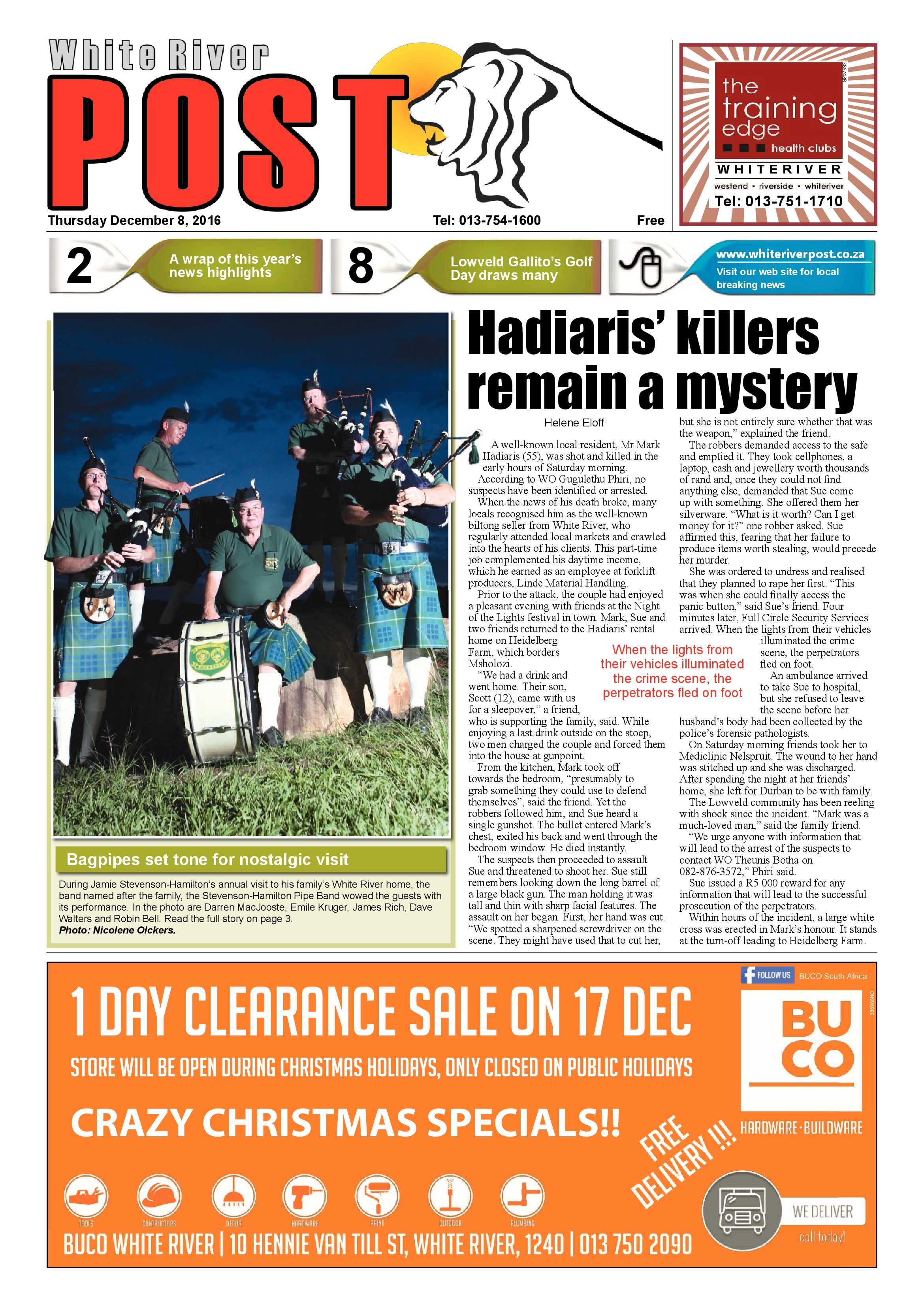 White River Post 8 December 2016 page 1